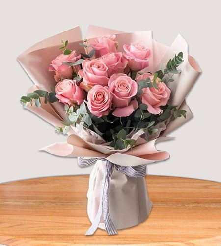 12 Stem Pink Rose Bouquet