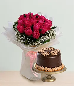 10 PINK ROSE BOUQUET WITH CHOC...